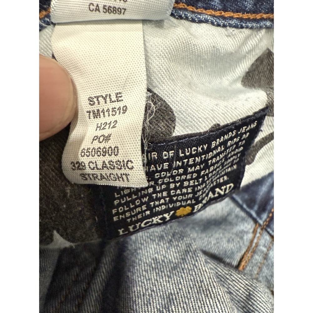 Lucky Brand 329 Jeans Mens 36x34 Classic Straight Stretch Dark Wash Zip Fly - Picture 16 of 16